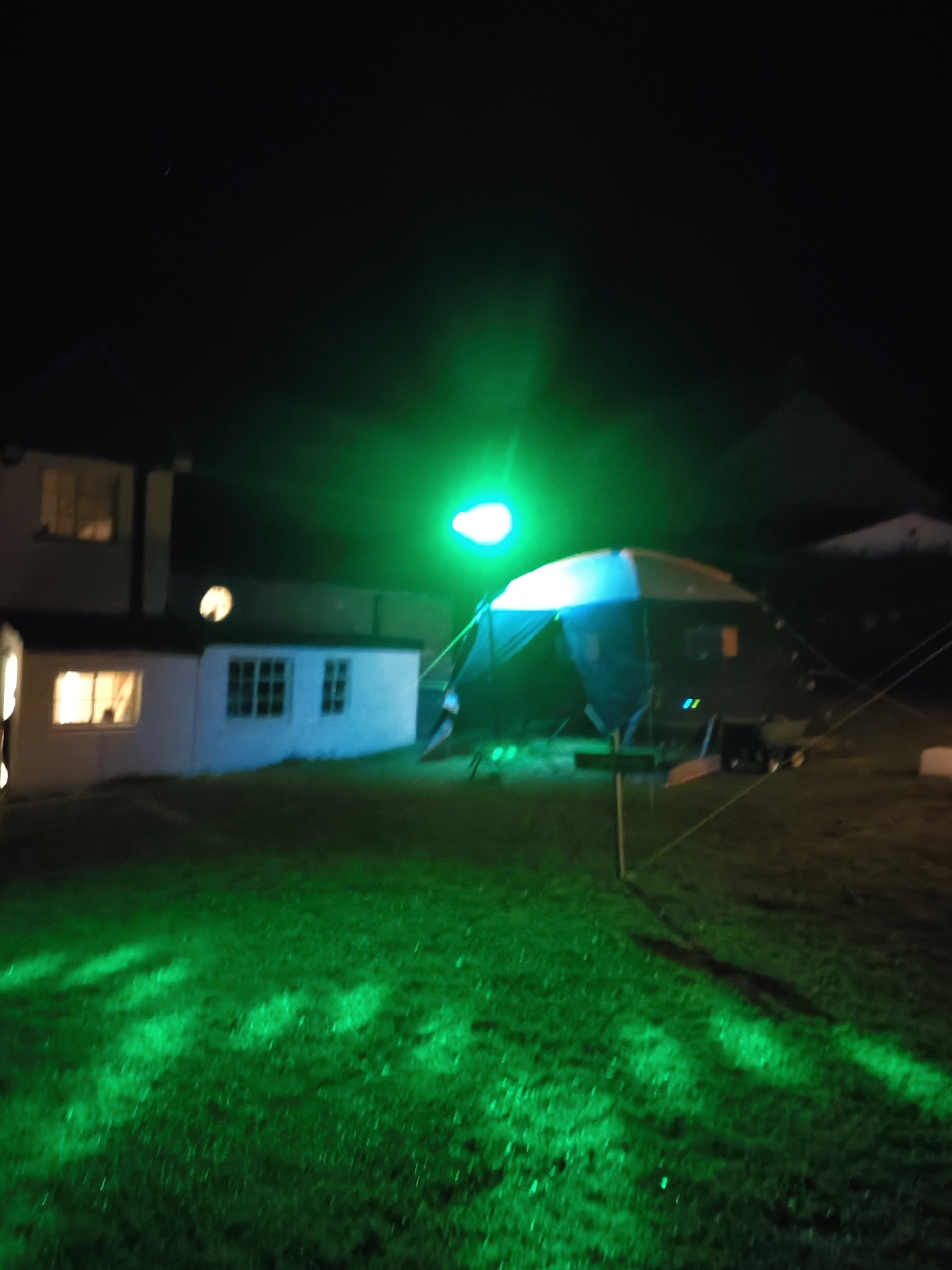 Portable LED disco lighting setup on stand